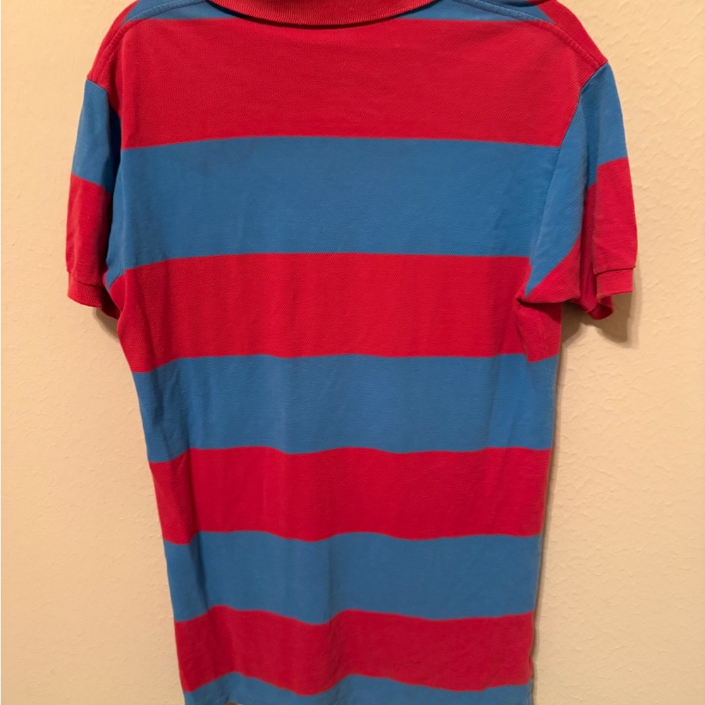 Vintage Polo By Ralph Lauren Mens Size Medium Blue Red Stripe Polo Shirt Pony